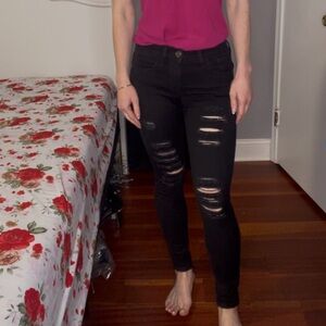 Black distressed jeans